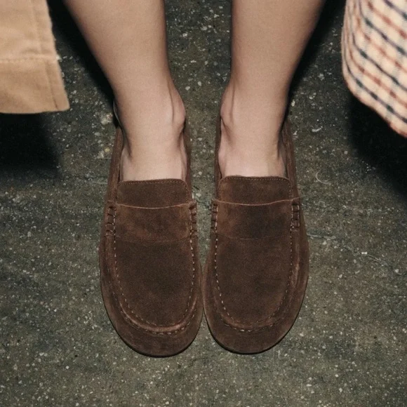 Zara Brown Suede Loafers - Picture 8 of 8